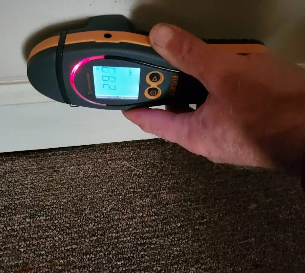 Moisture detection at baseboard during Burst Pipe Cleanup in Holdenville